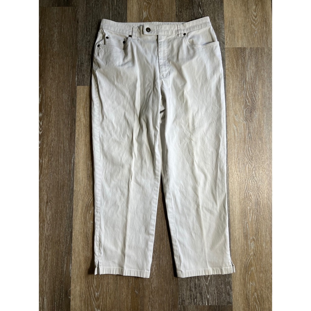 Liz Claiborne Lizwear Pants Womens 14P Off White Excellent Straight Leg Petite